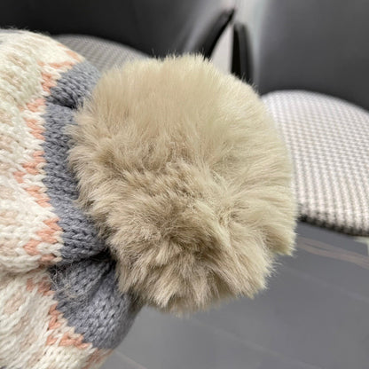 BONNET CACHE-OREILLES EN PELUCHE EN LAINE COLORÉE ET FOURRURE DE LAPIN 408172