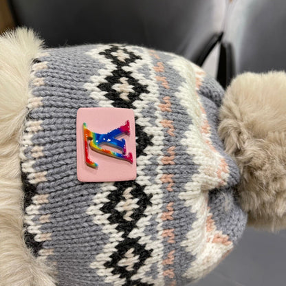 BONNET CACHE-OREILLES EN PELUCHE EN LAINE COLORÉE ET FOURRURE DE LAPIN 408172