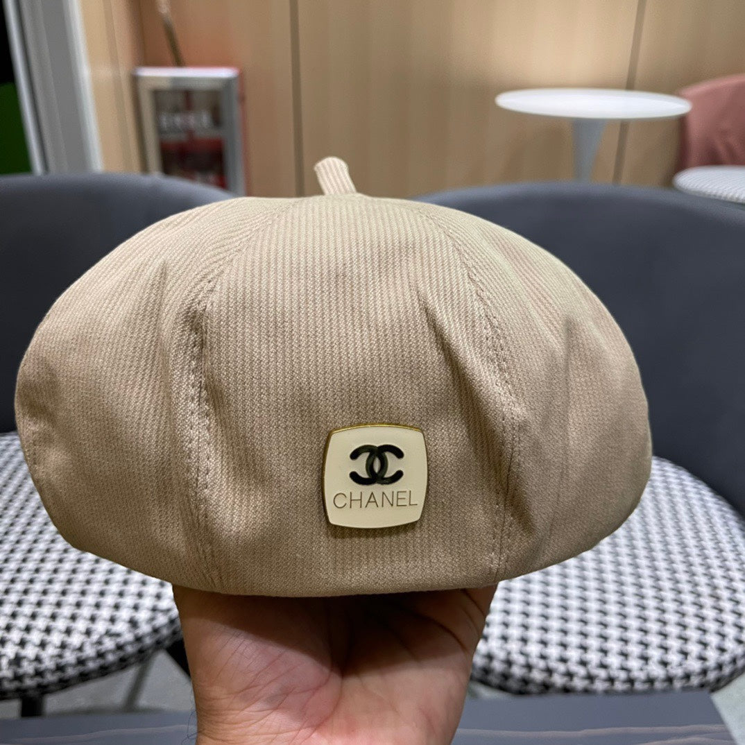 BÉRET EN VELOURS CÔTELÉ MARRON CACAHUÈTE 429843 