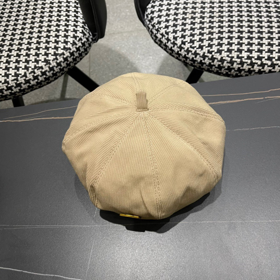 BÉRET EN VELOURS CÔTELÉ MARRON CACAHUÈTE 429843 