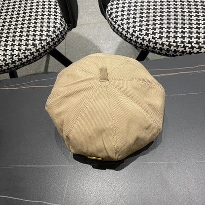 BÉRET EN VELOURS CÔTELÉ MARRON CACAHUÈTE 429843 