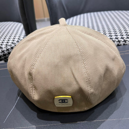 BÉRET EN VELOURS CÔTELÉ MARRON CACAHUÈTE 429843 