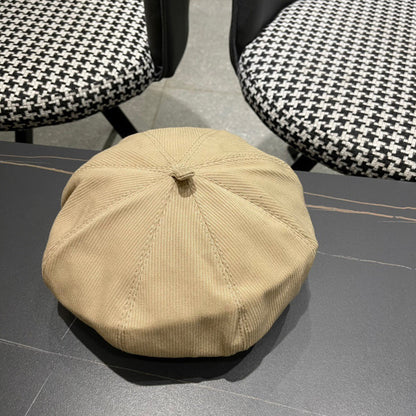 BÉRET EN VELOURS CÔTELÉ MARRON CACAHUÈTE 429843 