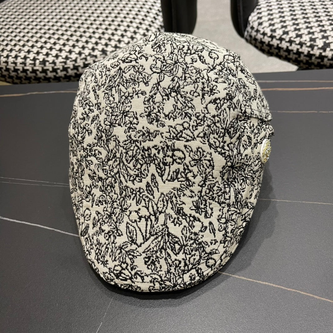 CASQUETTE BAKER BOY EN TISSU BLANC ET NOIR 431518 