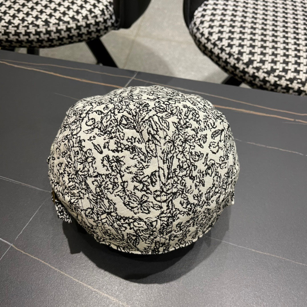 CASQUETTE BAKER BOY EN TISSU BLANC ET NOIR 431518 