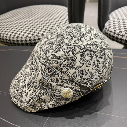 CASQUETTE BAKER BOY EN TISSU BLANC ET NOIR 431518 