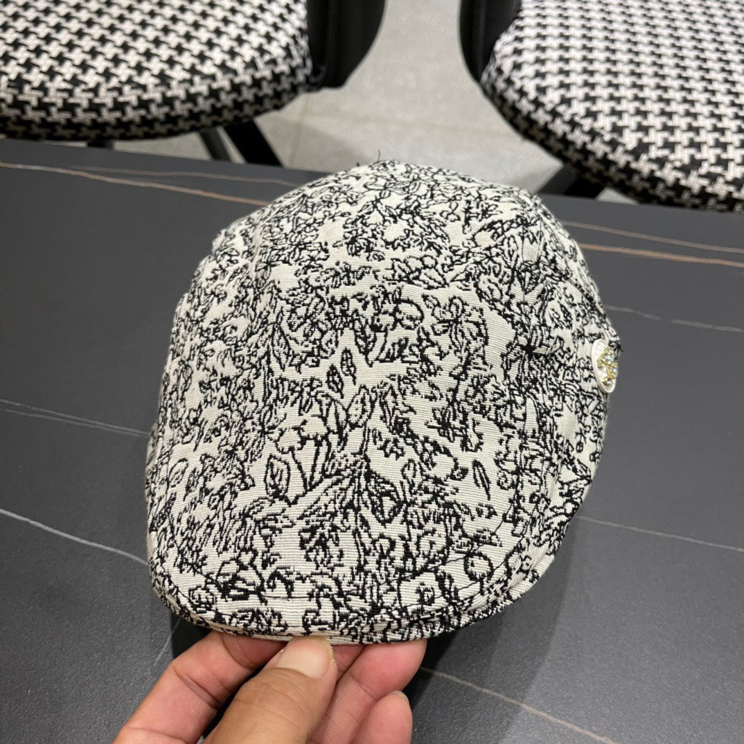 CASQUETTE BAKER BOY EN TISSU BLANC ET NOIR 431518 