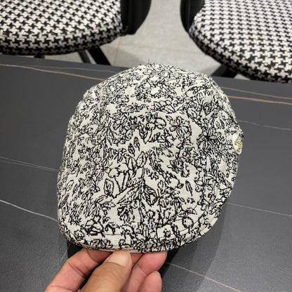CASQUETTE BAKER BOY EN TISSU BLANC ET NOIR 431518 