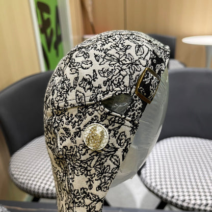 CASQUETTE BAKER BOY EN TISSU BLANC ET NOIR 431518 