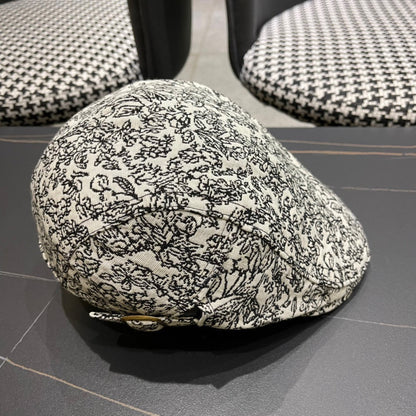 CASQUETTE BAKER BOY EN TISSU BLANC ET NOIR 431518 