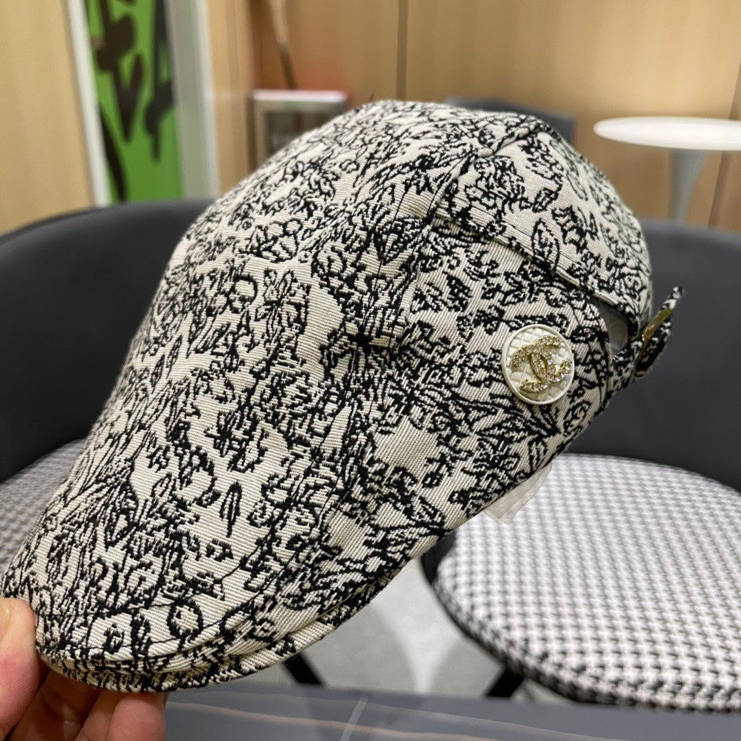 CASQUETTE BAKER BOY EN TISSU BLANC ET NOIR 431518 
