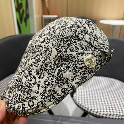 CASQUETTE BAKER BOY EN TISSU BLANC ET NOIR 431518 