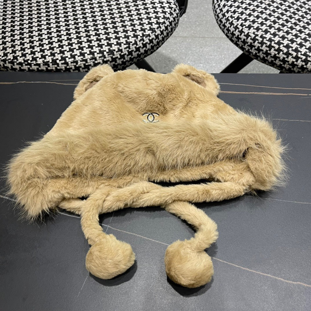 BONNET EN POLAIRE ET LAINE MARRON CAMEL 433163 