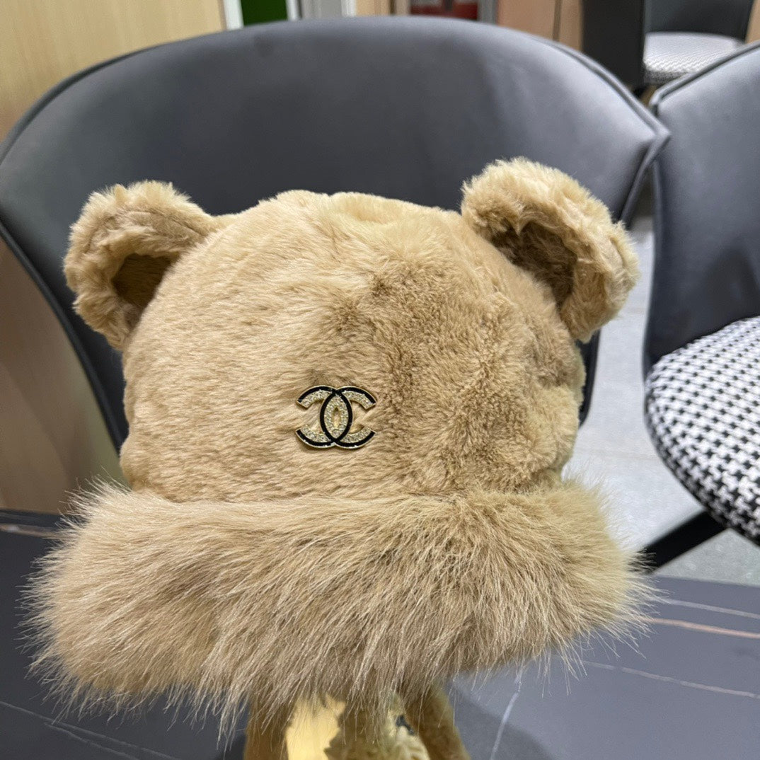 BONNET EN POLAIRE ET LAINE MARRON CAMEL 433163 
