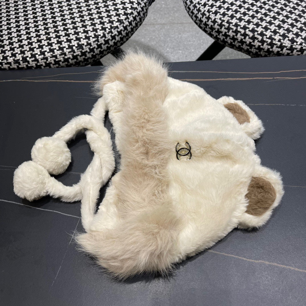 BONNET EN POLAIRE DE LIN BLANC ET LAINE 433165 