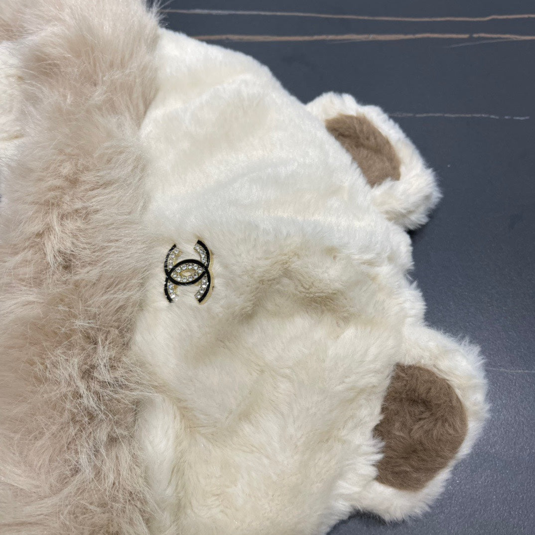 BONNET EN POLAIRE DE LIN BLANC ET LAINE 433165 