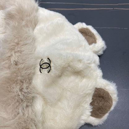 BONNET EN POLAIRE DE LIN BLANC ET LAINE 433165 