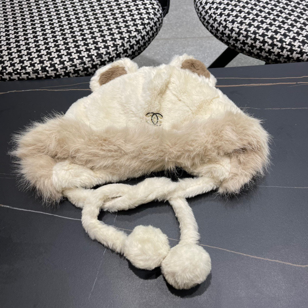 BONNET EN POLAIRE DE LIN BLANC ET LAINE 433165 