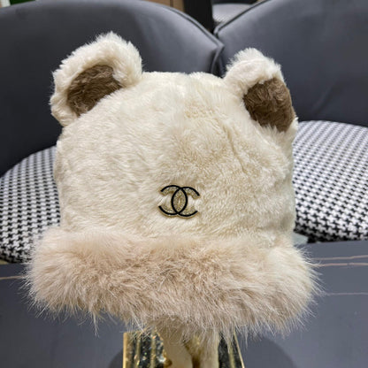 BONNET EN POLAIRE DE LIN BLANC ET LAINE 433165 
