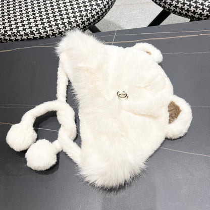 BONNET EN POLAIRE ET LAINE BLANCHE 433166 