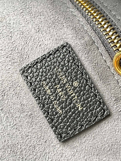 NEVERFULL MM 31 EN CUIR EMPREINTE MONOGRAMME NOIR CRÈME