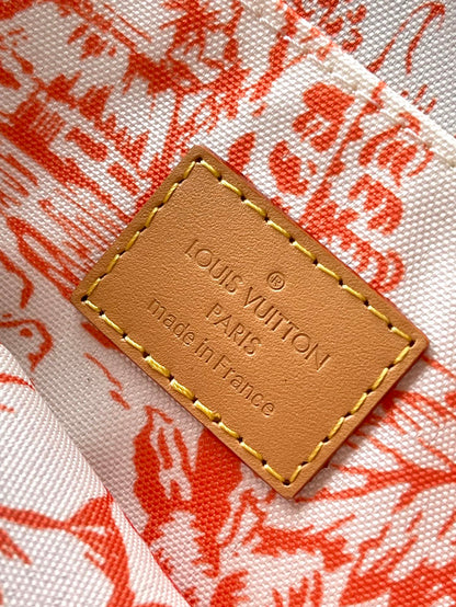 PINK MULTI POCHETTE ACCESSOIRES 24 IN CORAL MONOGRAM TILES CANVAS GOLD HARDWARE