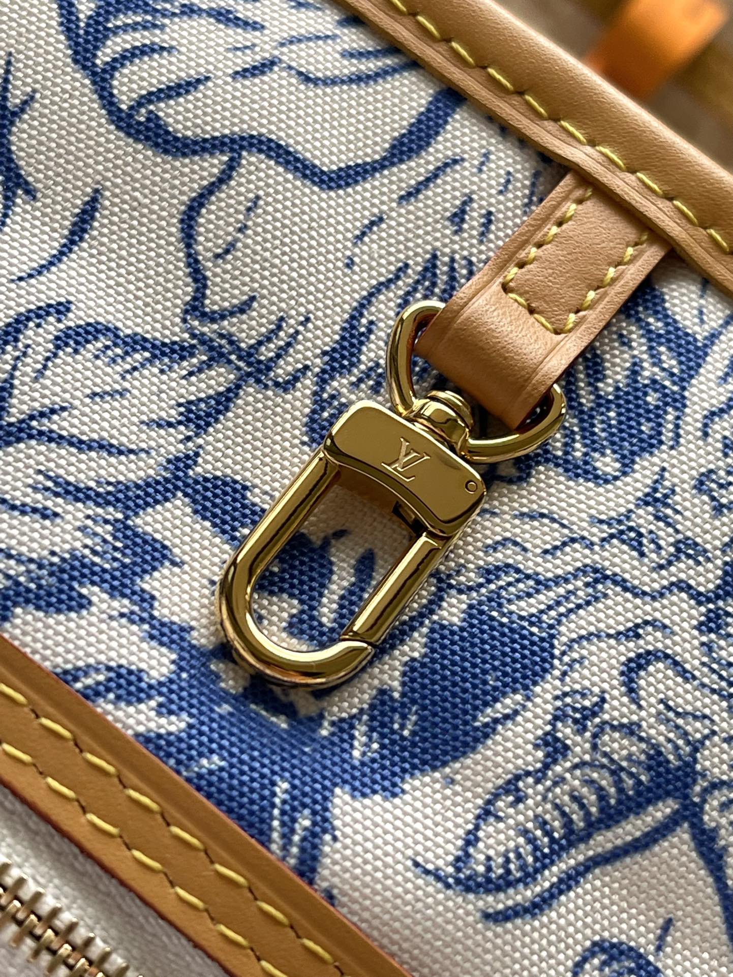 Toile à carreaux monogrammée Neverfull mm 31 po bleu lagon
