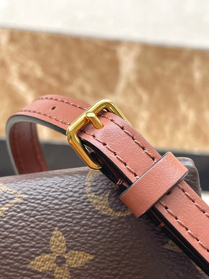LOCKY BB 20 EN TOILE MONOGRAMME MARRON ET CUIR DE VEAU LISSE BOUCLE OR