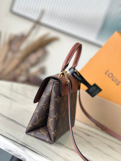 LOCKY BB 20 EN TOILE MONOGRAMME MARRON ET CUIR DE VEAU LISSE BOUCLE OR