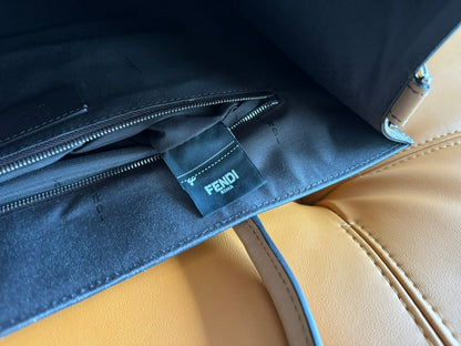 SAC FENDI 38 FF MONOGRAMME FF CUIR DE VEAU MARRON CAMEL AVEC BANDOULIÈRE