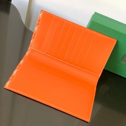 PORTEFEUILLE CHÉQUIER RICHELIEU 19 EN TOILE GOYARDINE ROUGE ORANGE ET CUIR DE VEAU