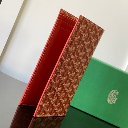 PORTEFEUILLE CHÉQUIER RICHELIEU 19 EN TOILE GOYARDINE ROUGE PERSAN ET CUIR DE VEAU