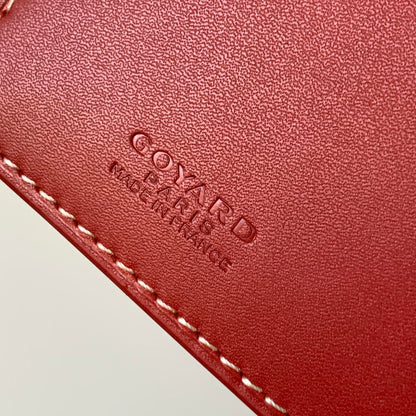 PORTEFEUILLE CHÉQUIER RICHELIEU 19 EN TOILE GOYARDINE ROUGE PERSAN ET CUIR DE VEAU