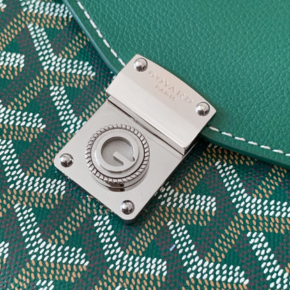 PORTEFEUILLE-POCHETTE CHYPRE 21 EN TOILE GOYARDINE VERTE ET CUIR DE VEAU