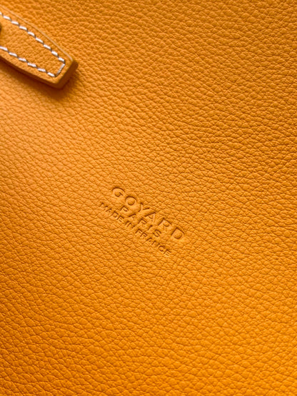Pochette portefeuille Chypre 21 en toile goyardine jaune et cuir de veau