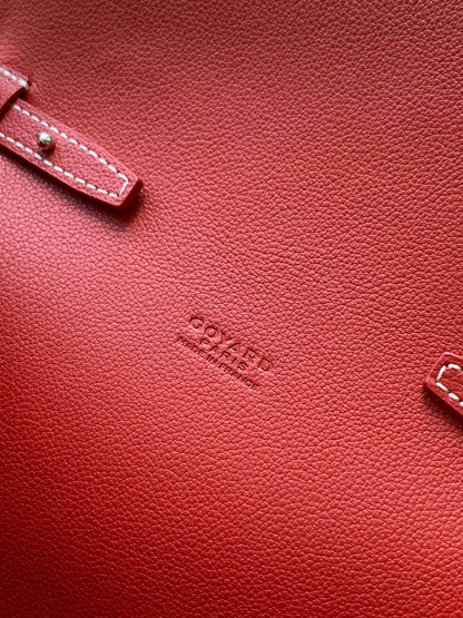 PORTEFEUILLE-POCHETTE CHYPRE 21 EN TOILE GOYARDINE ROUGE CLASSIQUE ET CUIR DE VEAU