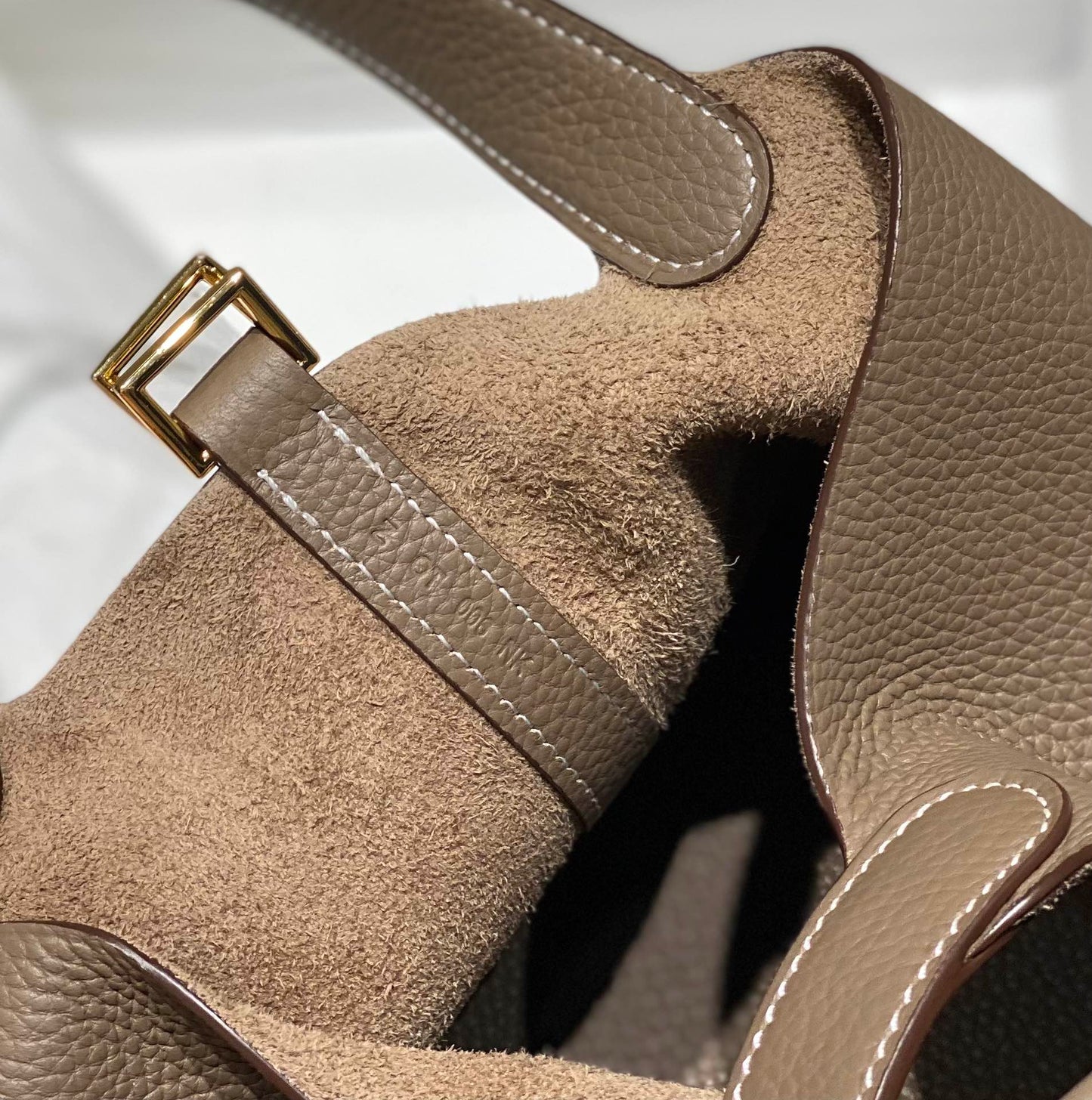 serrure picotin étoupe cuir togo quincaillerie dorée