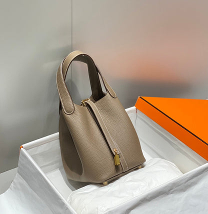 serrure picotin étoupe cuir togo quincaillerie dorée