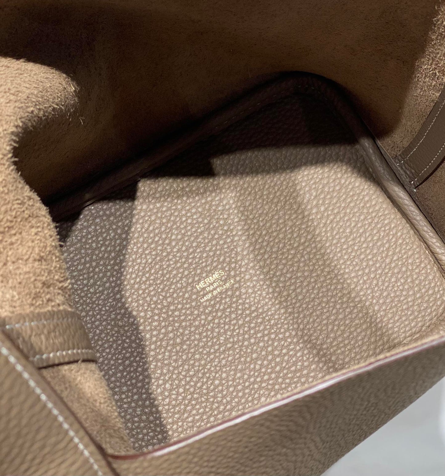 serrure picotin étoupe cuir togo quincaillerie dorée