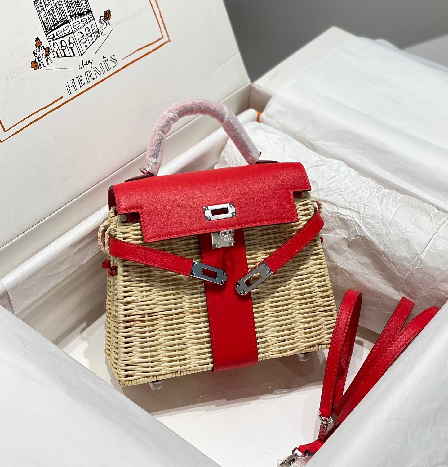 HM Kelly 20 Picnic Kelly Rouge Bambou et Rotin