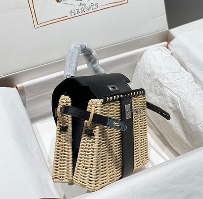 HM KELLY 22 PICNIC BAMBOU NOIR ET ROTIN