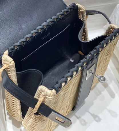 HM KELLY 20 PICNIC BAMBOU NOIR ET ROTIN
