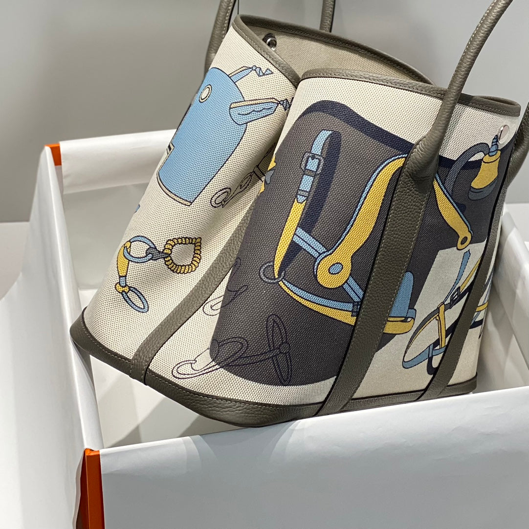 HM Garden Party 36 Toile multicolore et cuir de veau Negonda 243389