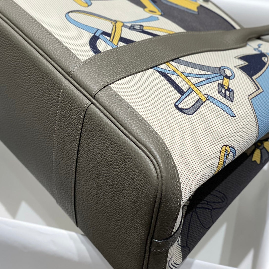 HM Garden Party 36 Toile multicolore et cuir de veau Negonda 243389