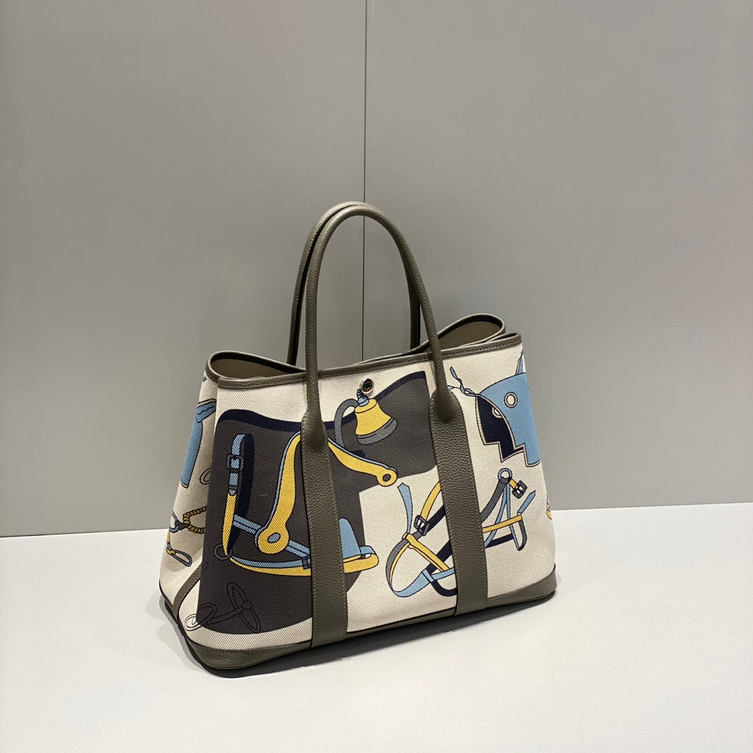 HM Garden Party 36 Toile multicolore et cuir de veau Negonda 243389