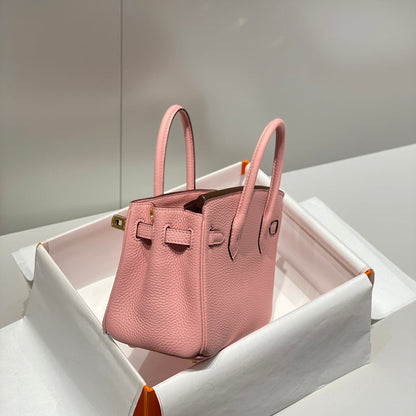Sac HM Birkin 20 cm en cuir Togo rose confetti avec finitions dorées
