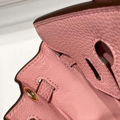 Sac HM Birkin 20 cm en cuir Togo rose confetti avec finitions dorées