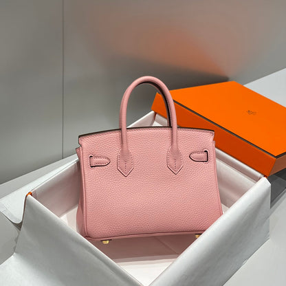 Sac HM Birkin 20 cm en cuir Togo rose confetti avec finitions dorées