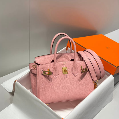 Sac HM Birkin 20 cm en cuir Togo rose confetti avec finitions dorées