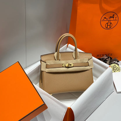 HM Birkin 20 cm en cuir Chai Togo avec finitions dorées